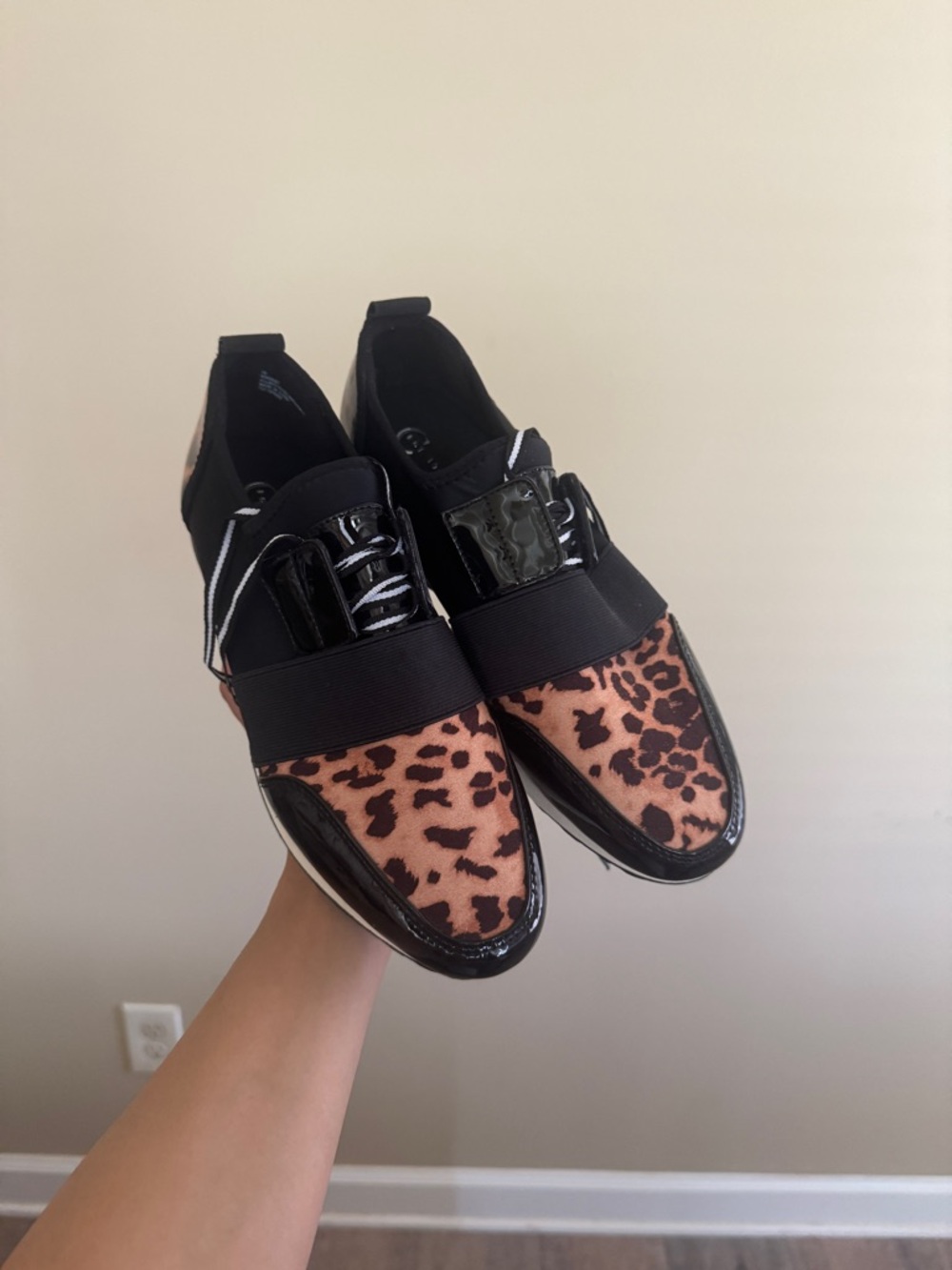 Women's Leopard Print Slip-On Sneakers with Black Trim